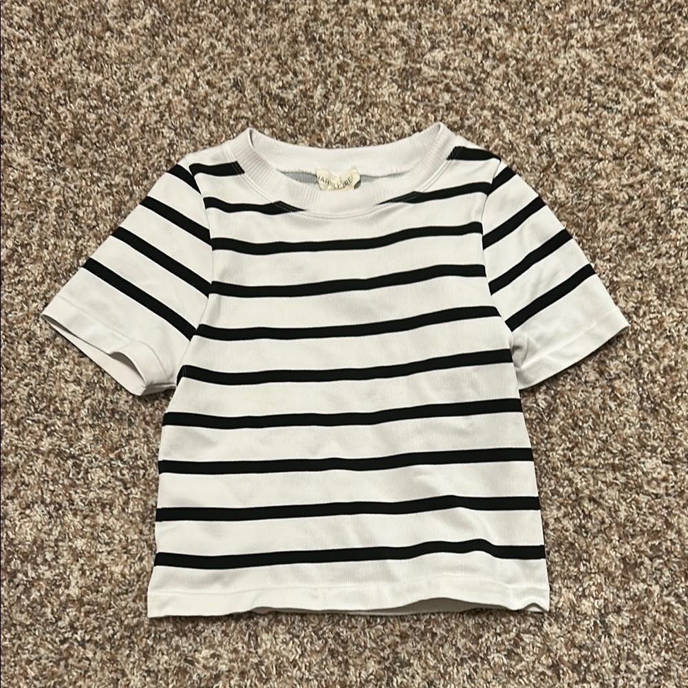 Black and White Striped Short Sleeve Tee